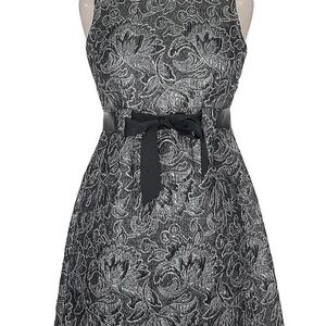 Jessica Howard Woman Sz 24 Black Silver Floral Formal‎ Sleeveless Dress Wedding
